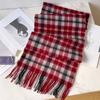 100 Pure Wool Scarves Women's Winter New Birthday Gift Christmas New Year's Day Red Couple Scarf Plaid
