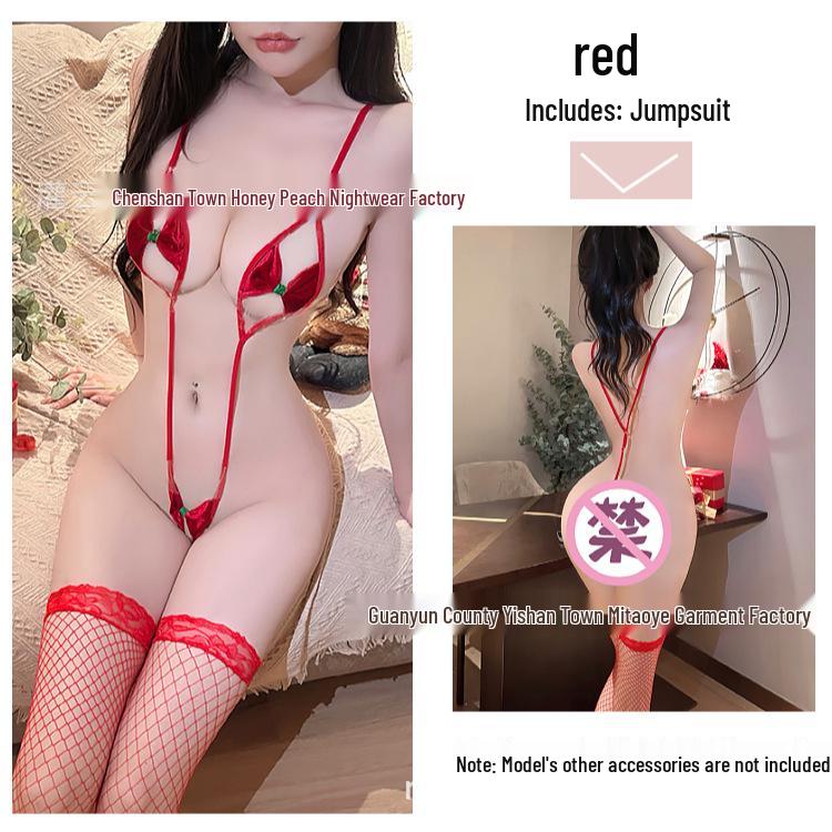 Red Velvet Christmas Bowknot Lingerie Set