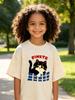 2026 New Cute Kitten Print 100% Cotton T Shirt for Kids Boys Girls Loose Fit Short Sleeve Soft Casual Summer Top 1-12 Years
