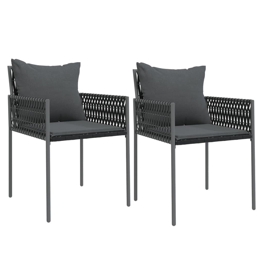 Garden Chairs with Cushions 2 pcs Black 54 x 61 x 83 cm Poly Rattan