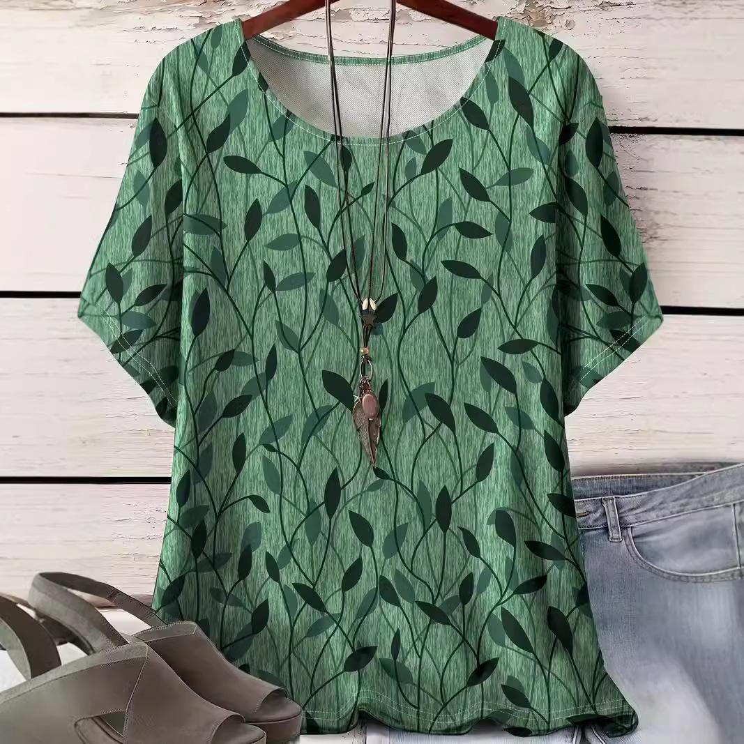 

Летняя женская футболка с короткими рукавами и принтом в виде цветка и растения, напечатанная на 3D-принтере 5XL