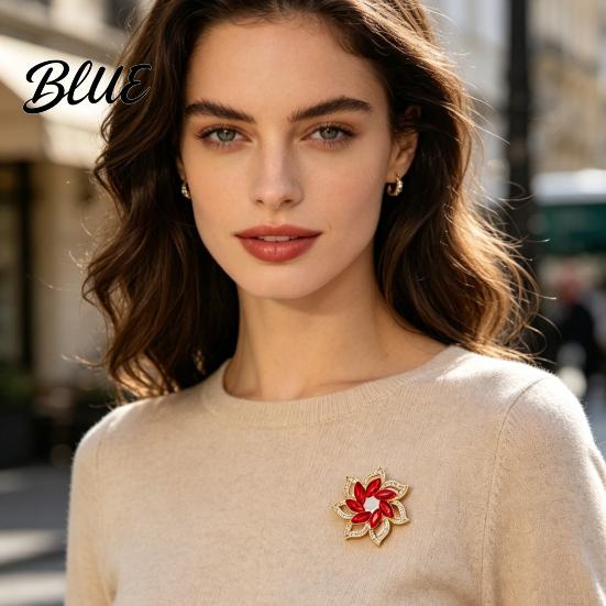 Scarf Brooch Flower Pin for Women Rhinestones Inlaid Wear-resistant Dress