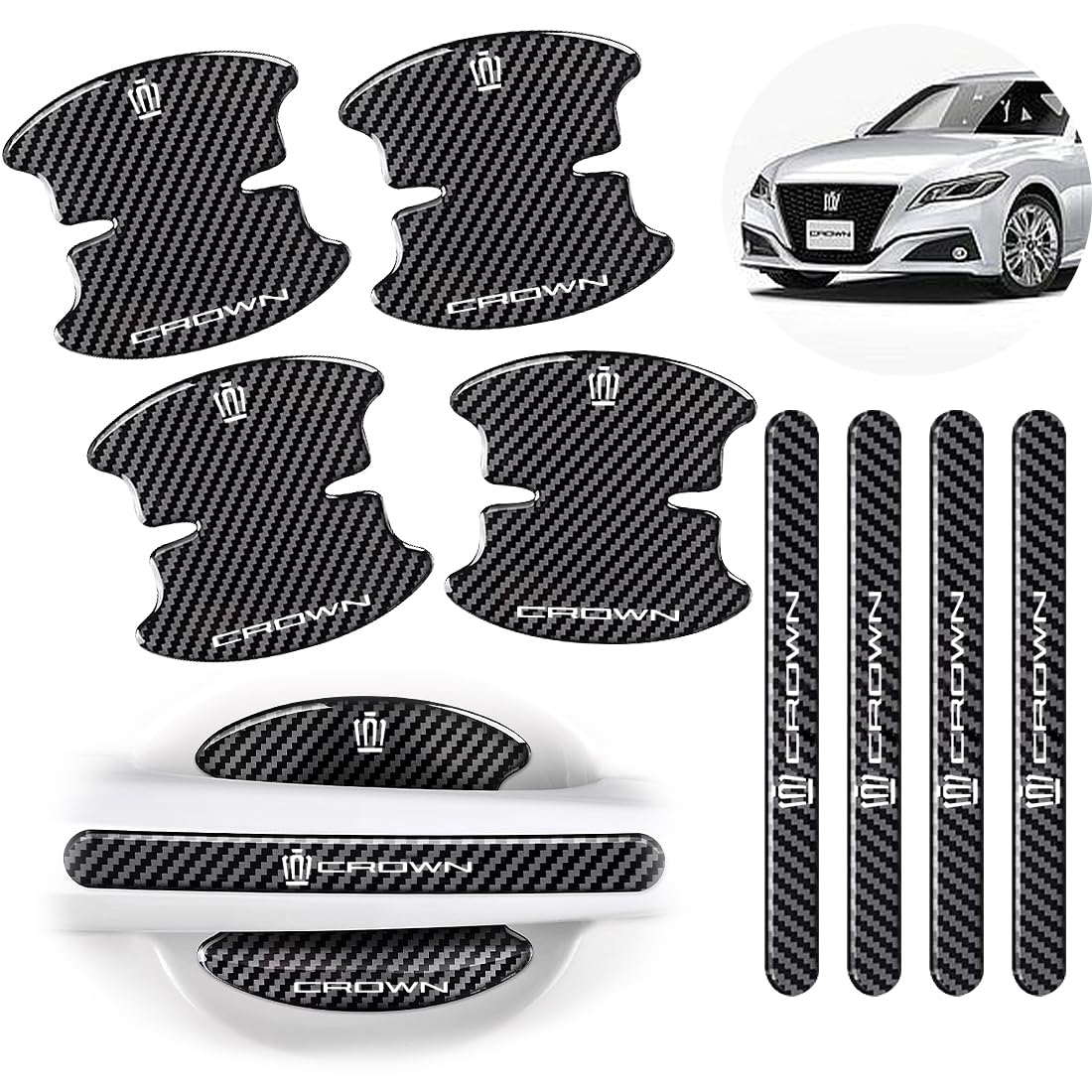 

GOODGOODCAR Защита дверных ручек для Toyota Crown 220 Краска Легкий узор под карбон Наружный аксессуар (180, 200, 210, Серии), Устойчивый к царапинам, чёрный