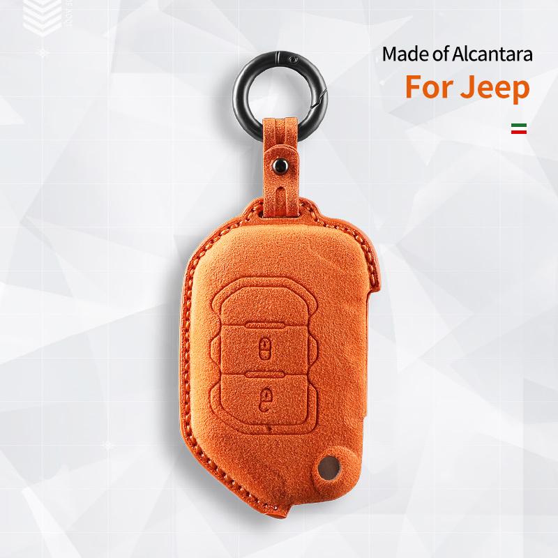 Interior Mouldings Car Remote Key Case Cover Shell For Jeep Wrangler JL JK JLU XD Gladiator JT Protector Suede Alcantara Accesso