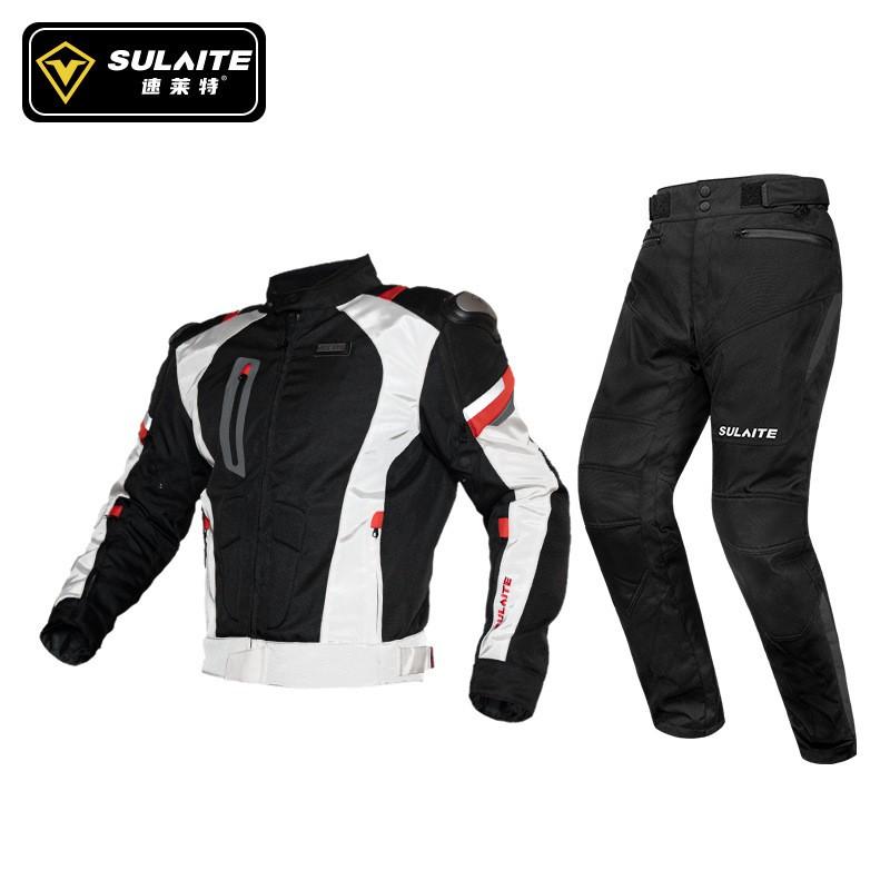 SULAITE Off-Road Motorcycle Riding Jacket Pants Set Winter Warm Waterproof CE2 Armor Protective Gear Men