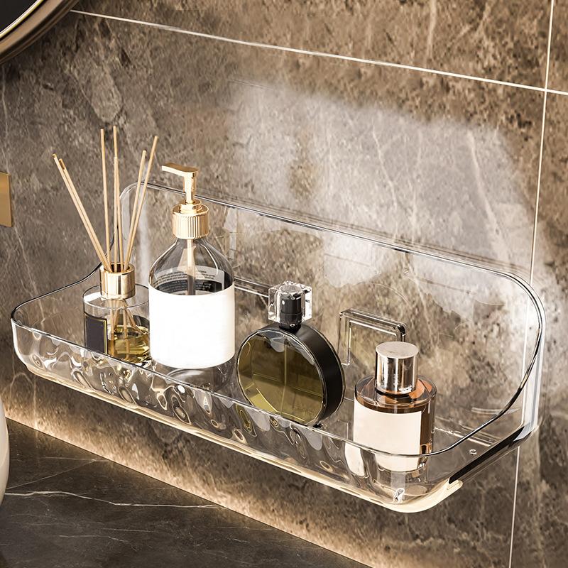 Bathroom Toilet Rack Toiletries Shelf Punch-Free Wall-Mounted Skin Care Products Wall Washstand Transparent Storage Box