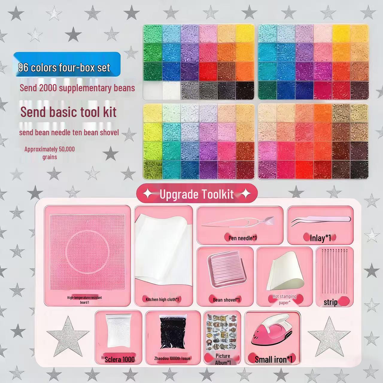 96-Color Creative DIY Perler Beads Craft Kit for Kids - Includes Bead Pen & Spoon Tools