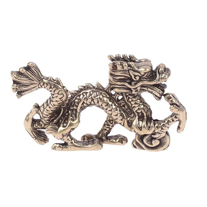 Vintage Ornament Retro Zodiac Dragon Socha Mosazný Dekor Prosperita Čínský styl Dragon Luck