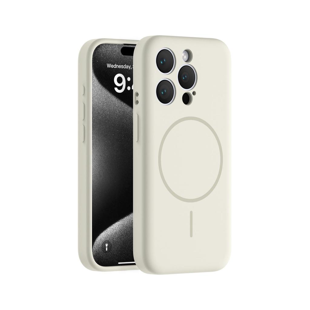Custodia Magnetica in Silicone a 16 Pulsanti per iPhone 15 Pro Max con Design Lenti a Filo