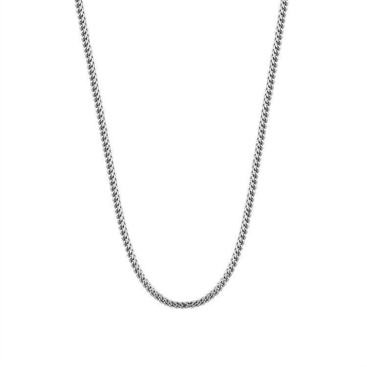 14k Reversible Silver Titanium Steel Hip Hop Necklace, Thick European-American Fashion Chain Jewelry