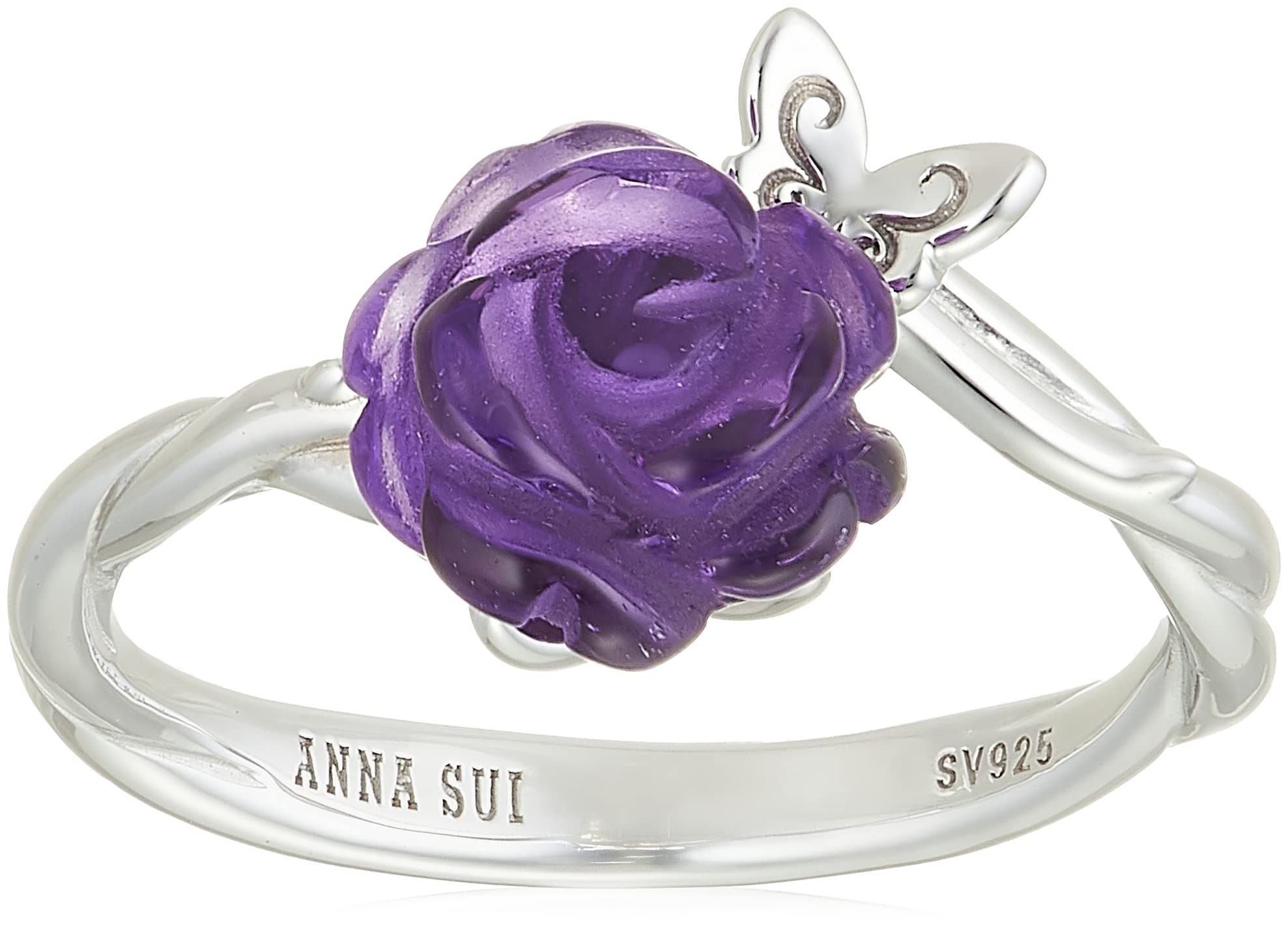 

Anna Sui Sterling Silver 925 Rose Amethyst and Butterfly Size SAUR020911AM Ring, 11, фиолетовый