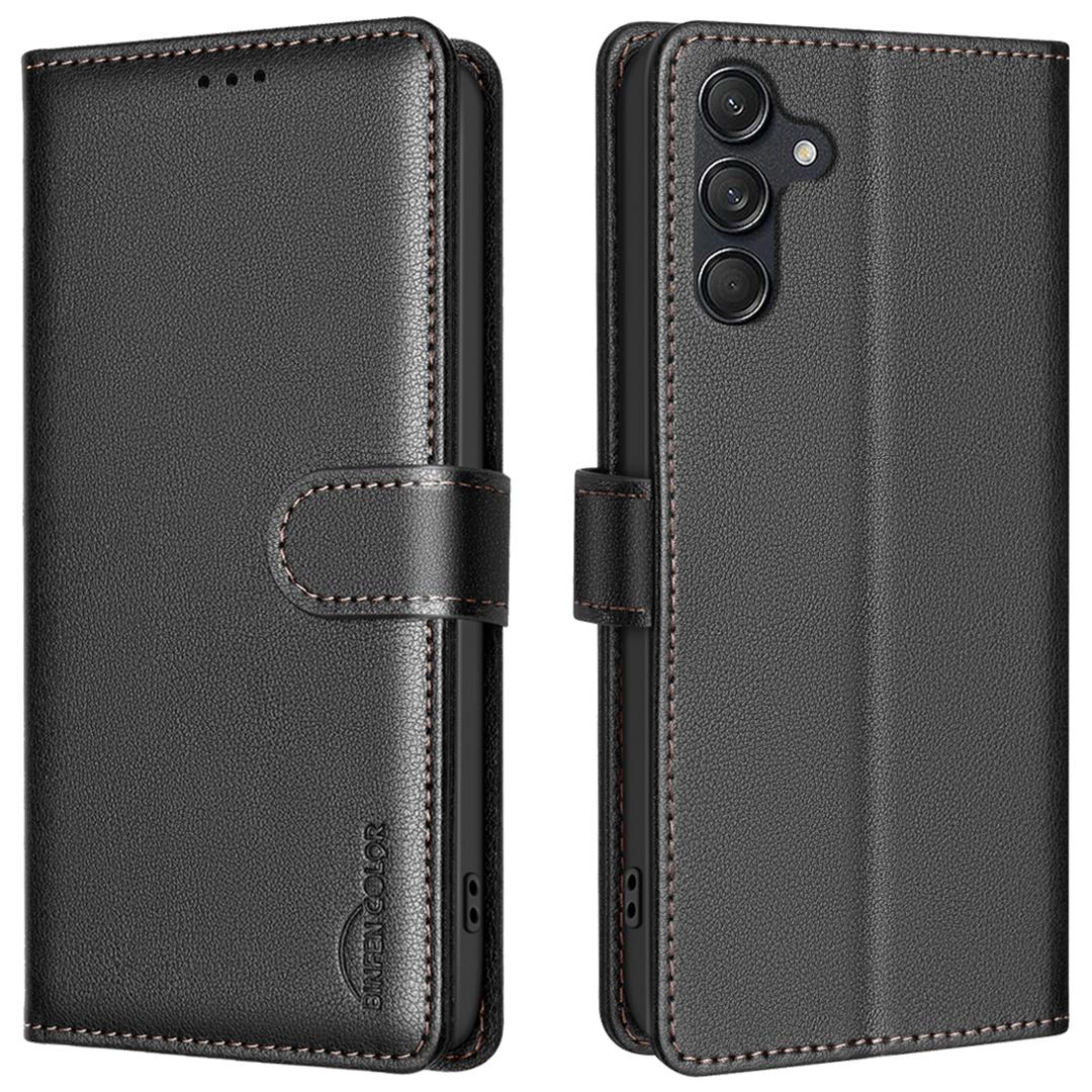 

BINFEN COLOR BF32 For Samsung Galaxy A16 5G/A16 4G Leather Case Wallet RFID Blocking Phone Cover Black