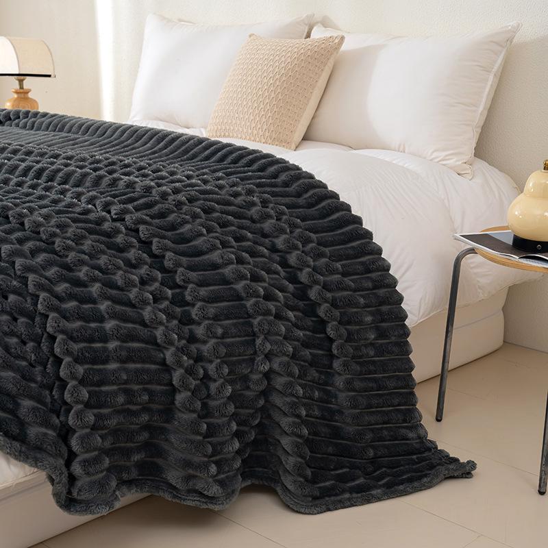 Striped Solid Color Multi-Functional Blanket for Sofa, Dorm, or Napping