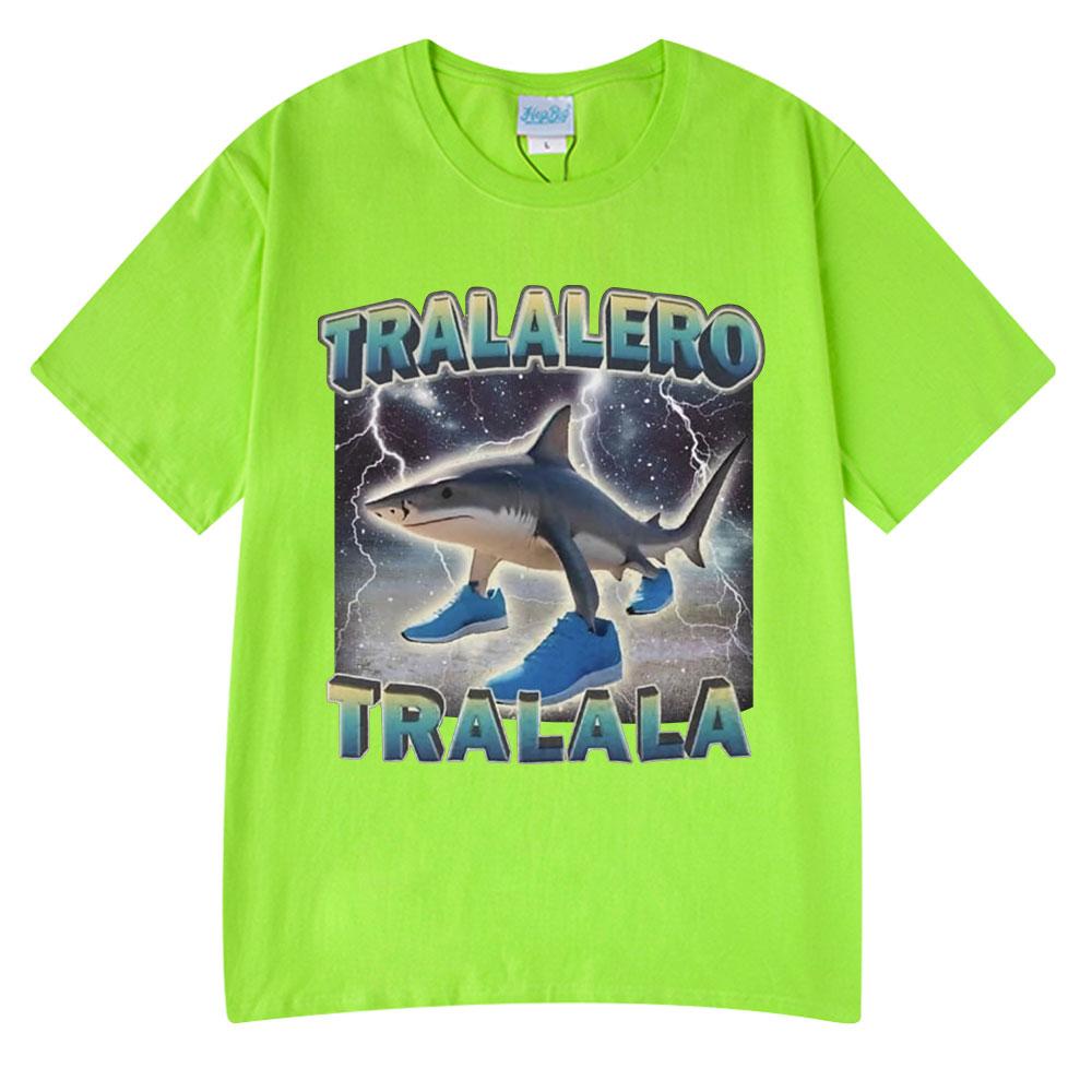 

Tralalero Tralala Смешная акула мем футболка Мужская женская одежда мода готика винтажные футболки Мужская повседневная юмористическая футболка большого размера 2XL