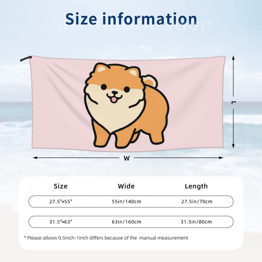 Pomeranian Beach Towel Soft Microfiber Quick Dry Absorbent Quick Towels For Bath