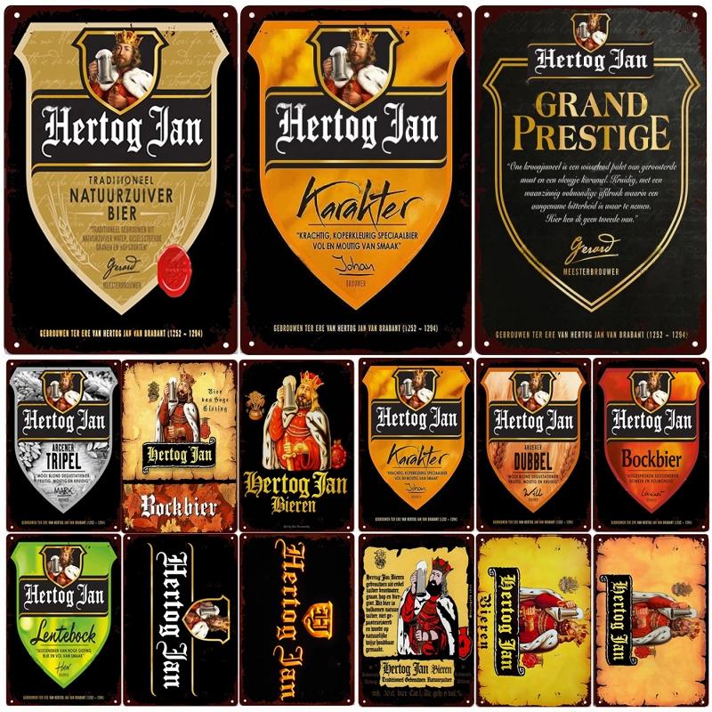 Retro Beer Posters Home Decor Plate Vintage Metal Tin Sign Hertog Jan Metal Plaque Pub Bar Wall Room Decoration