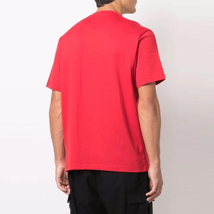 Y-3 Solid Logo Crew Neck Short Sleeve T-Shirt Men Tops Red HB3478