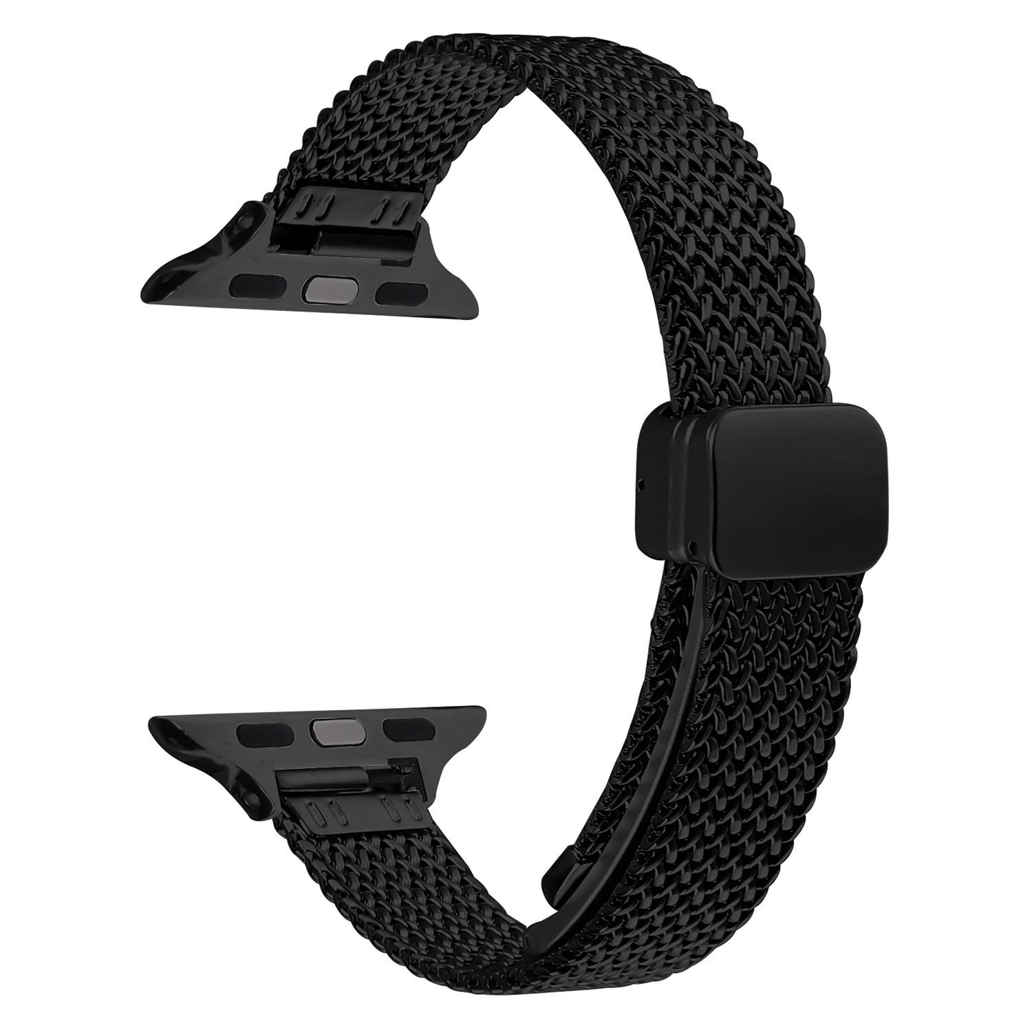 

Milanese Watch Strap for Apple Watch Series 10 Ultra 9 8 7 SE 6 5 4 3 2 1 46mm 49mm 45mm 44mm 42mm Herringbone Stainless Steel Black Wrist Band As shown A