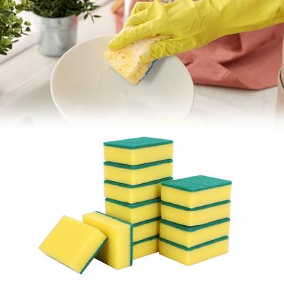 Multi Purpose Dishwashing Sponge 10 7 3cm Yellow Green for Home Kitchen Use