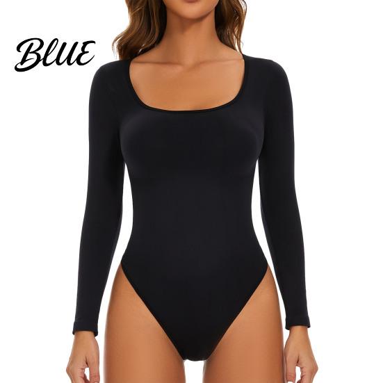 Slim Fit Bodysuit Women's Long Sleeve Thermal Fleece Square Neck Flattering Figure Warm Base Layer