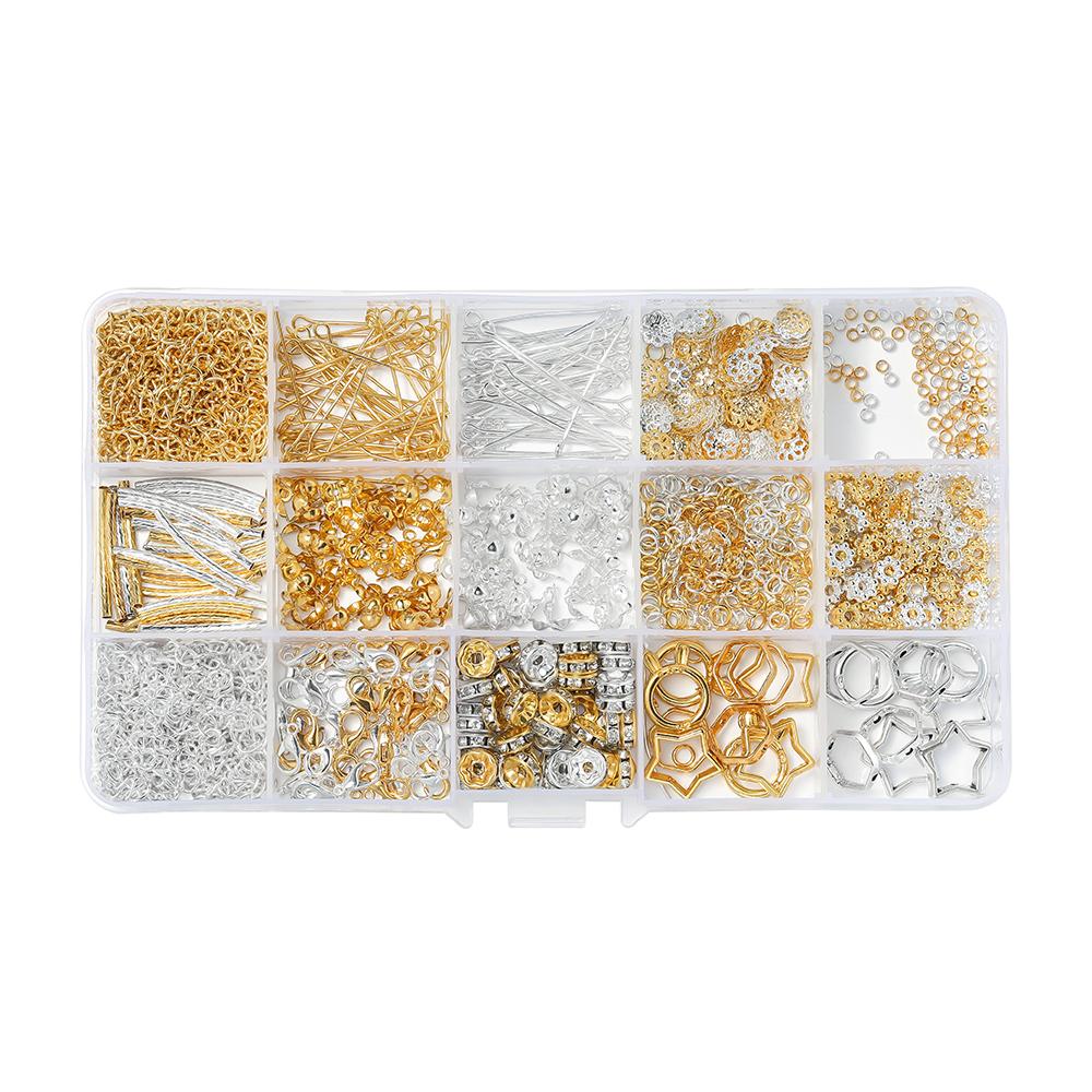 1027pcs/Set Lobster Clasp Beads Cap 9 Pins Rhinestone Beads CCB Bead Frame with Needle Kit for DIY Bracelet  Jewelry Making