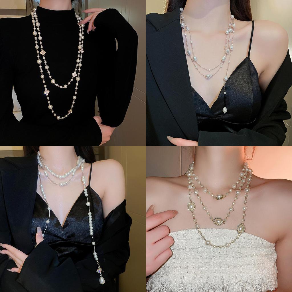 Elegant Geometric Pearl Necklace For Women With Electroplated Finish Summer Accessory