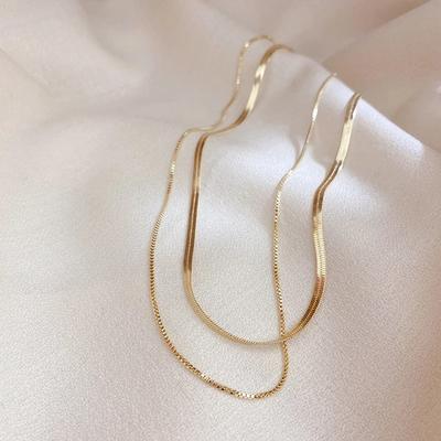 925 Sterling Silber Minimalist Doppel Schichten Lange Box Kette Choker Halsketten Für Frauen Mädchen Erklärung Partei Schmuck Dz696