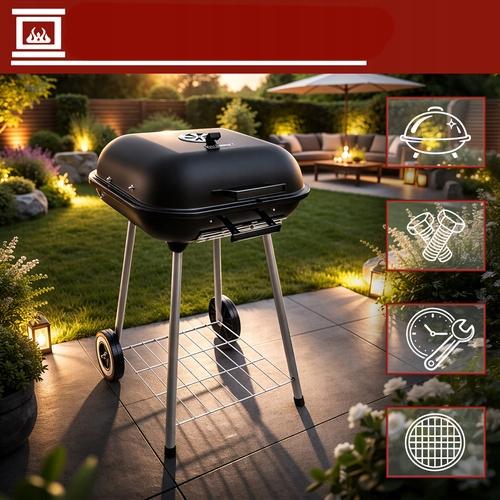 Garden Grill with Cover 53x77x46cm Kaminer