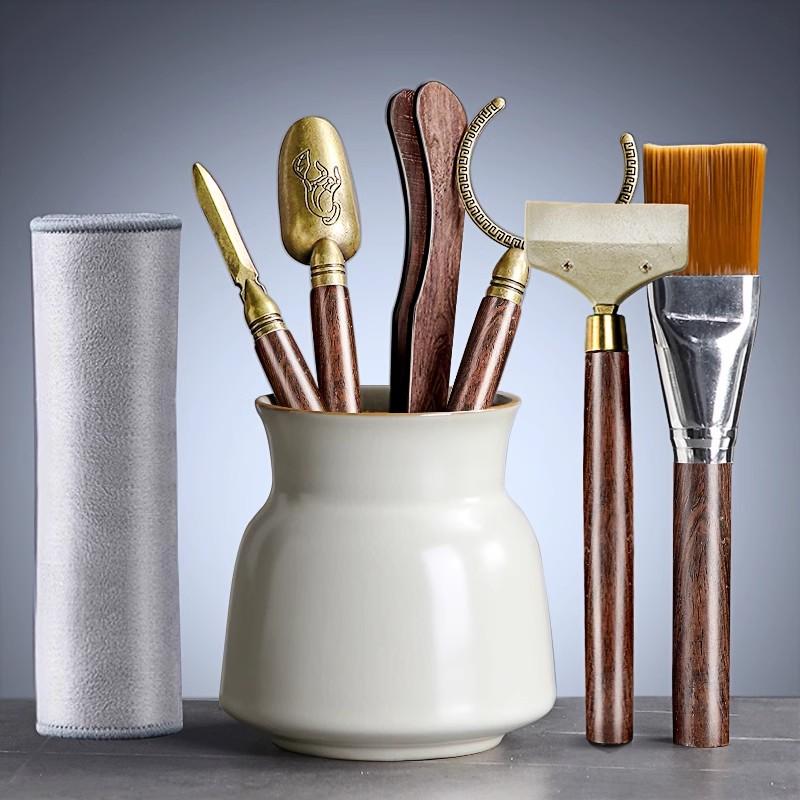 Tang Feng Tea Ceremony Six Gentlemen Set Kung Fu Tea Accories Clete Home High End Bla Ebony 6 Gentlemen Yu Kiln Tea Tube