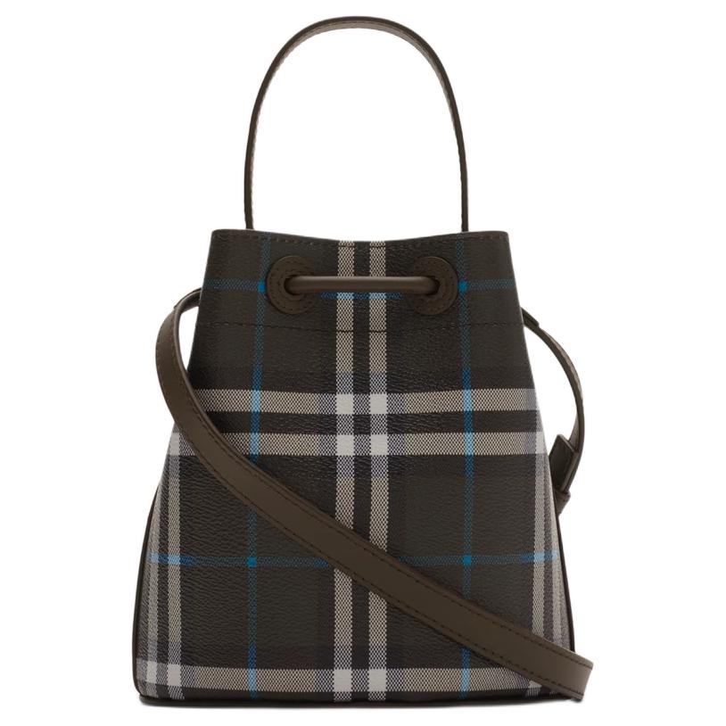 Burberry Vintage Check Drawstring Bucket Bag Mini Leather Crossbody Handbag 81083031