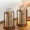 Koffiekopjes Dispenserrek met Houten Basis, Wegwerpbeker, en Deksel Organizer voor Aanrecht - Perfect voor Papieren Bekers, en Deksel