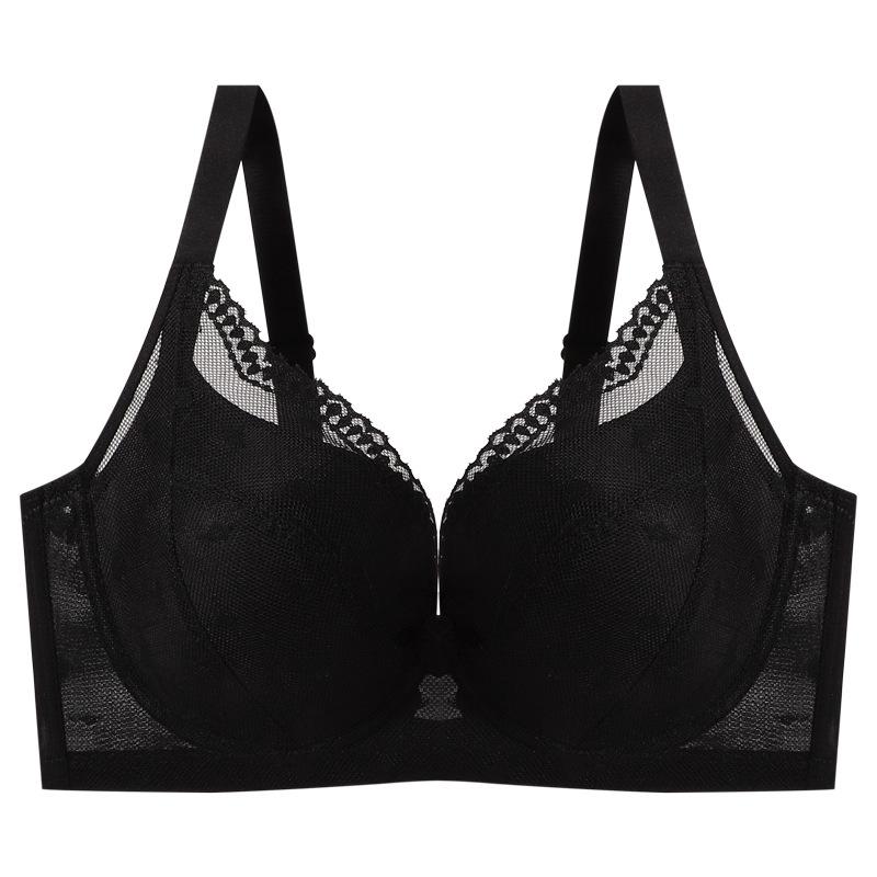 Lace women's breasts close secondary breasts gather anti-sagging large size bra full cup thin bra