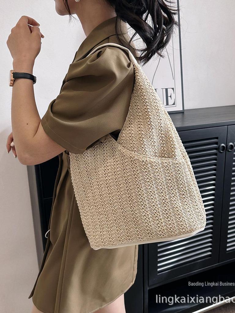 2024 Straw Woven Women's Fashion Underarm Handbag & Shoulder Bag