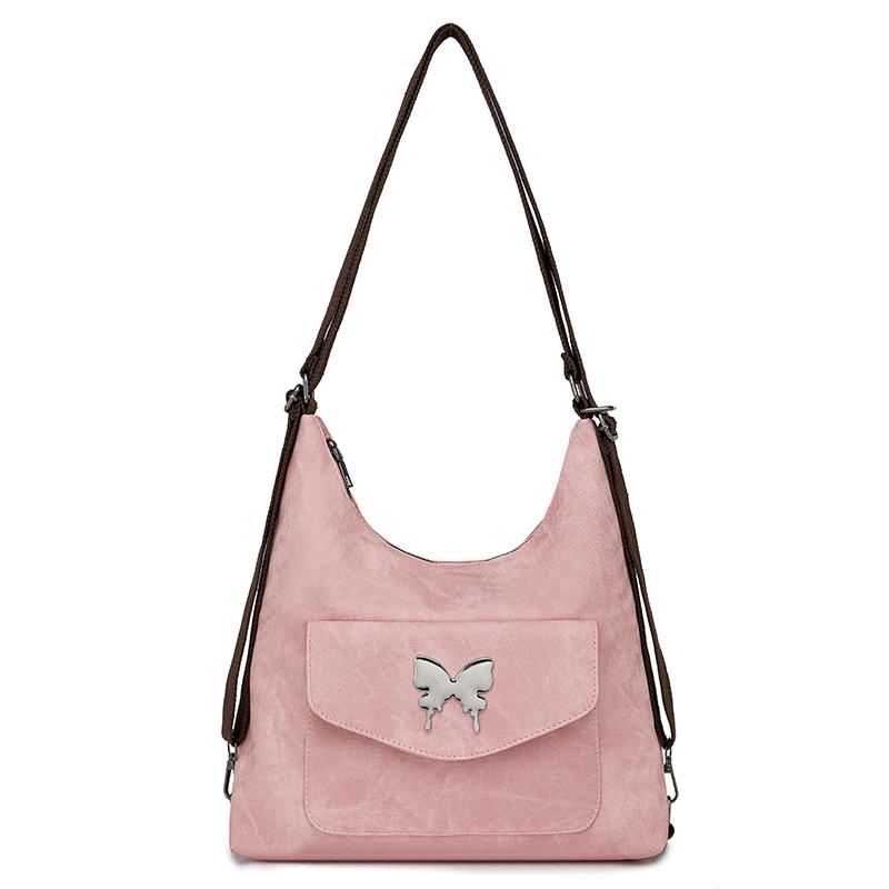 Mode Große Kapazität Schmetterling Schultertaschen Damen Neu Vintage Kette Rucksack Damen PU-Leder Einfarbig Tragetasche Handtasche