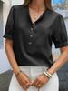 Women's Puff Sleeve Collared Blouse Half Button Down Cotton Loose Work Top