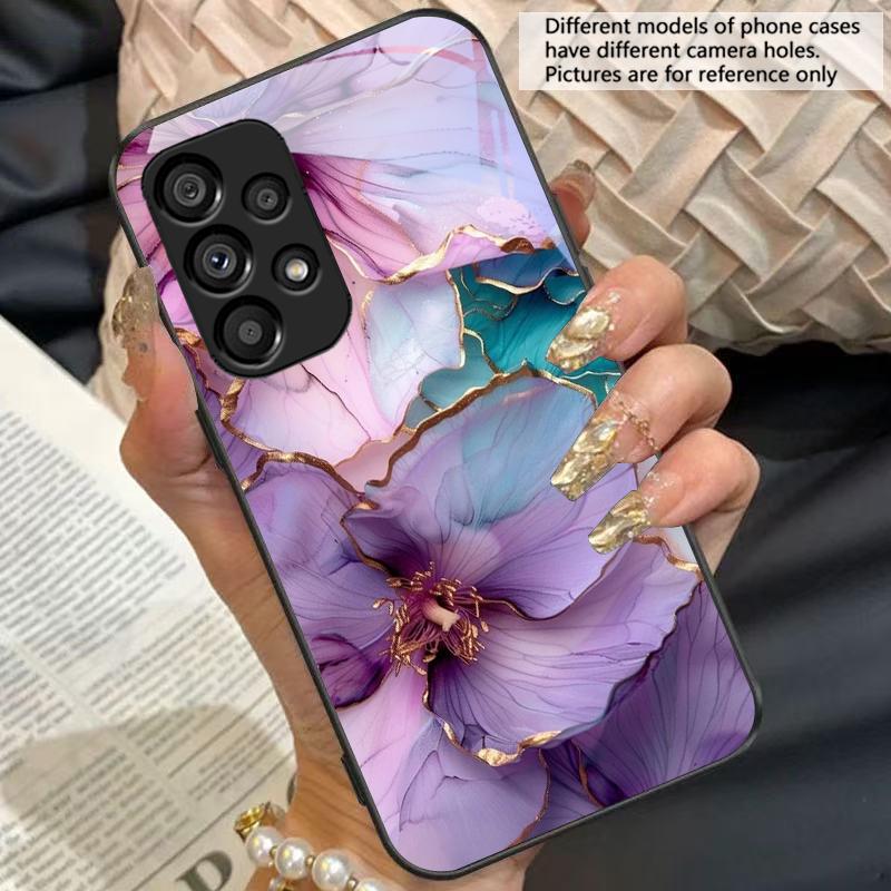 Golden Rose Blossoms For Samsung Galaxy S10 S20 Plus S21 FE S22 23 24 S25 Ultra Black Tempered Glass Phone Case Hard Shell