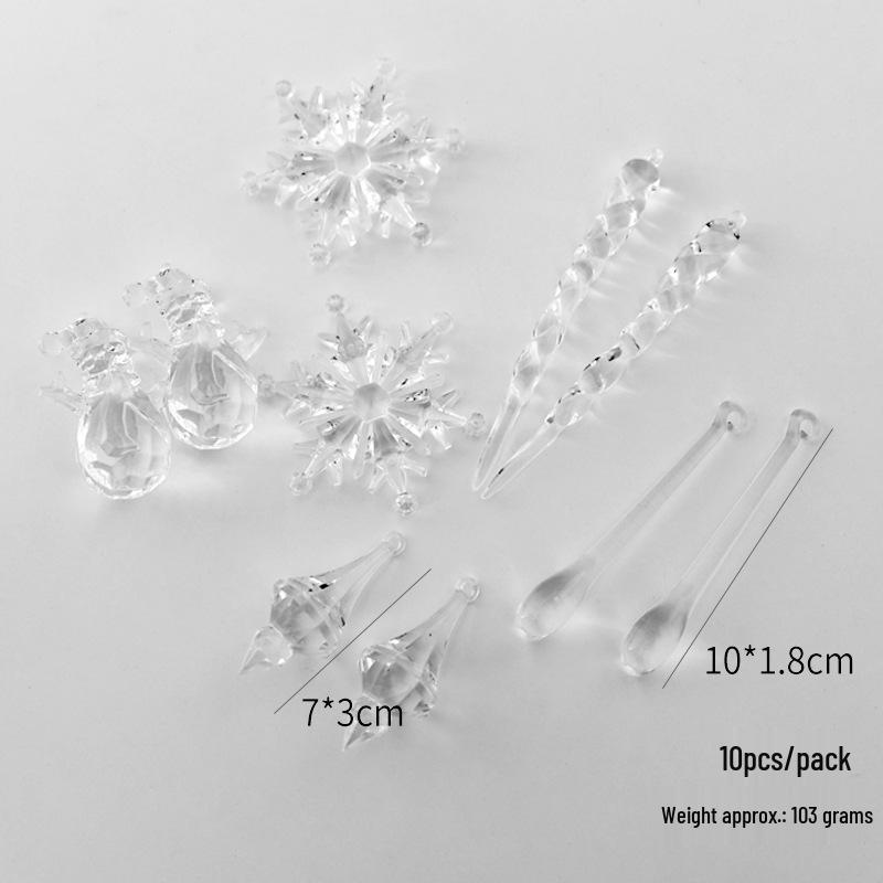 Transparent Snowflake Acrylic Ornament Set for Christmas Tree Decoration