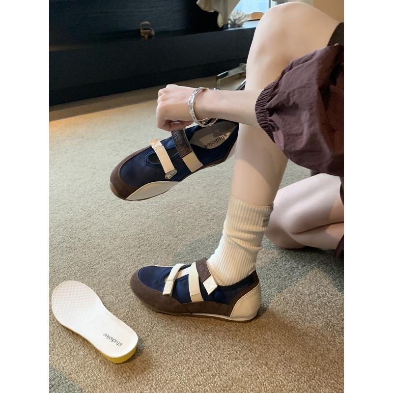 

Версия из овчины~ Туфли Мэри Джейн на липучке женские, цветные, повседневные балетки, нишевые туфли на плоской подошве с внутренним увеличением высоты 40