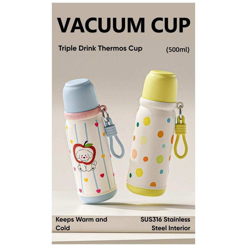 500ml Thermal Cup with Straw Straw Water Bottle Cute Insulated Cup  Kids