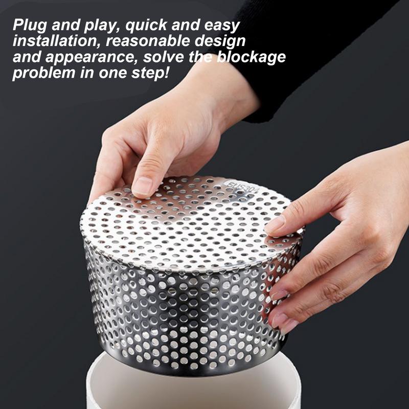 50-63mm 68-83mm Balcony Drainage Roof Floor Drain Cover Rain Pipe Cap Stainless Steel Hair Waste Collector For Kitchen Bathroom