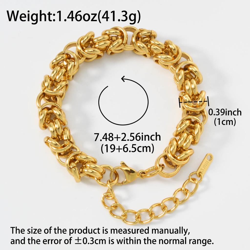 Vintage Stainless Steel Gold Plated Bracelet For Men Women Retro Bold Unisex Chain Bangle Edgy Rebellious Jewelry Gift