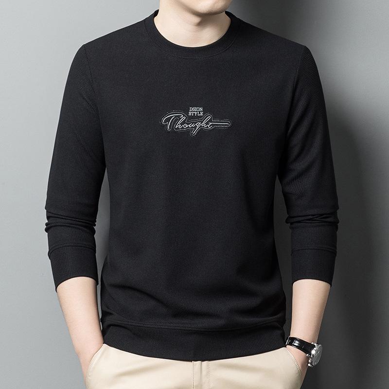 Spring and Autumn New Men's Round Neck T-Shirts for Young and Middle-aged Casual Trendy Sweaters Bottoming Shirts