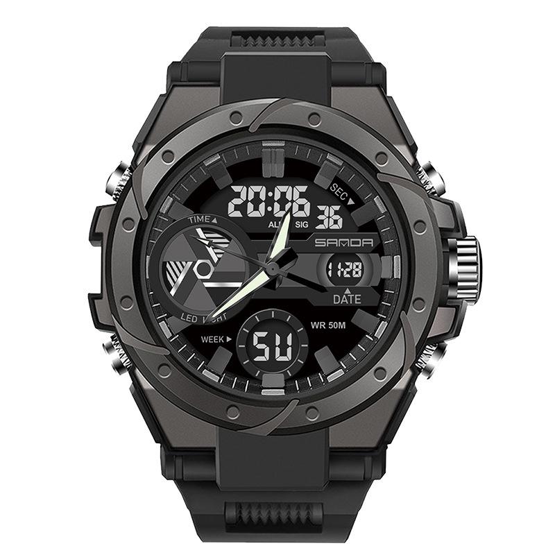 Sanda Men's Multifunctional Waterproof Luminous Military-Style Outdoor Sports Electronic Watch