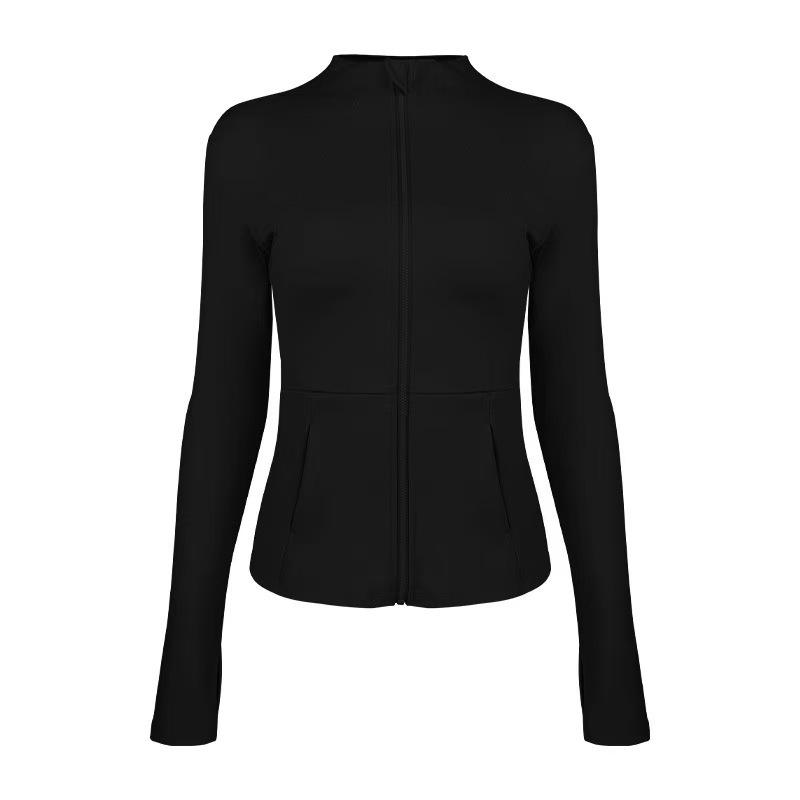 Women's Slimming Stand Collar Zipper Yoga Sports Jacket - Versatile Long Sleeve Fitness Wear