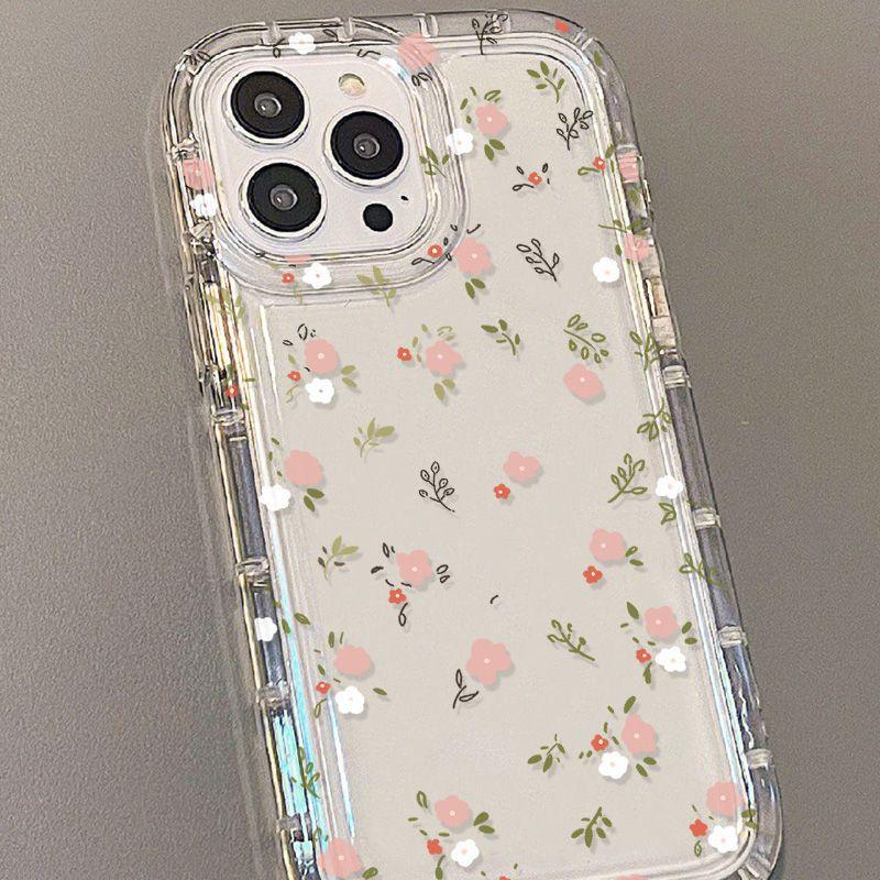Applicable to iPhone17 airbag mobile phone case Apple 16promax large hole 15/14 pink floral 13 protective case