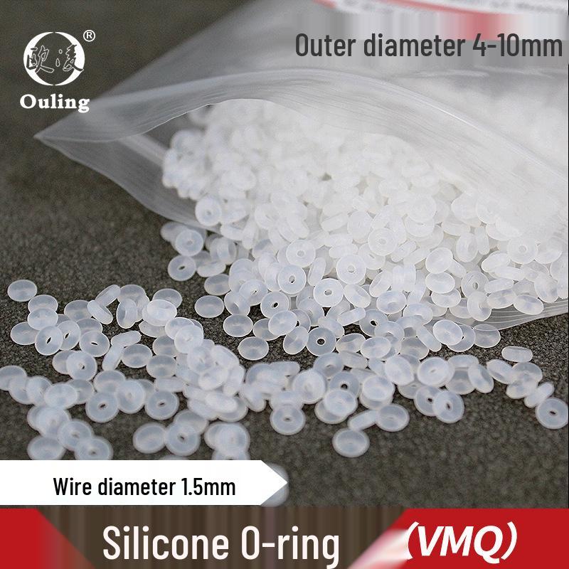 White Silicone O-ring, OD Options: 4-10mm, Width: 1.5mm 4.5mm OD (10 pcs)