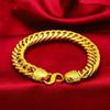 Gold-Plated Luxury Men's Fu Character Bracelet - Elegant Middle-Aged & Senior Hand Accessory
