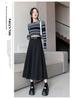 High-Waisted A-Line Pleated Midi Skirt - Elegant, Slimming Autumn Style for Women