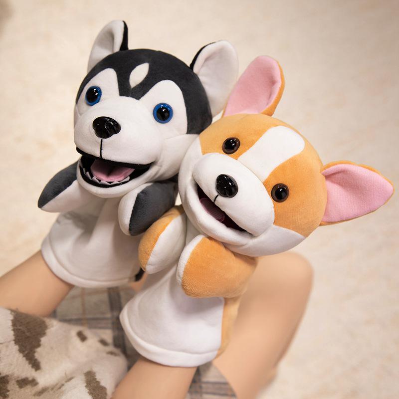 Fox & Crow Plush Hand Puppets for Storytelling with Sheep Gloves
