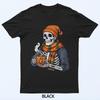 Comfy Skeleton Drinking Coffee  Funny Spooky Halloween T-Shirt